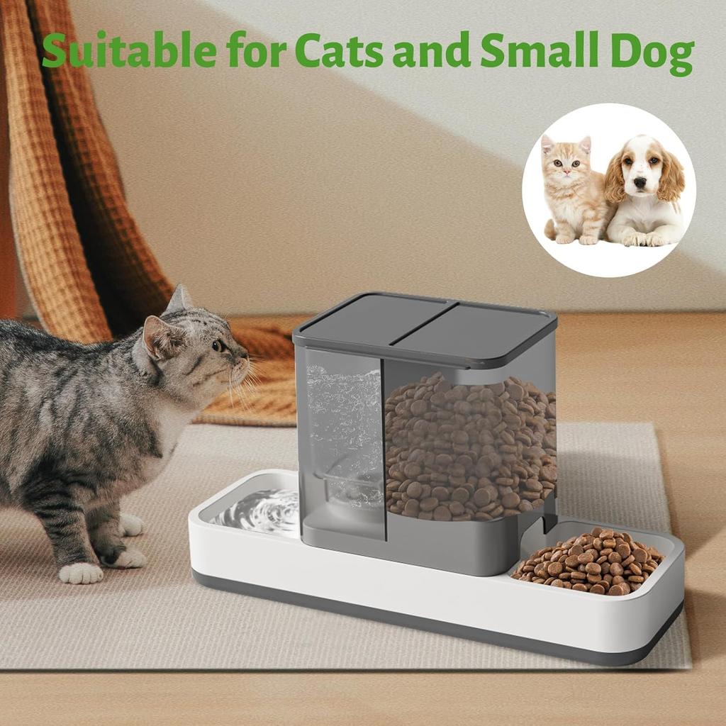 Yummy Sam Automatic Small Pet Feeder and Water Dispenser, 2 in 1 Gravity Cat Auto Pet Feeder and Waterer Set Feeder Dish for Small Medium Pets Dog