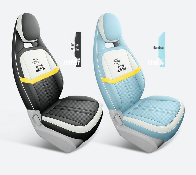 Panda Cartoon Leather Seat Covers for MINI - Full Wrap, All-Season, Cute Design