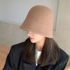 Solid Color Wool Fisherman Hat Warm Basin Hat Sweet Warm Bucket Hat  Girl