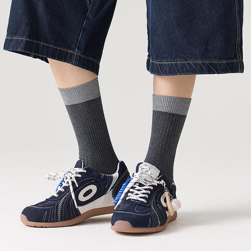 Socks Pure Cotton Medium Tube Socks Season Trendy Retro Color Matching European And American Style Double Needle Boneless Cotton Stacking Socks