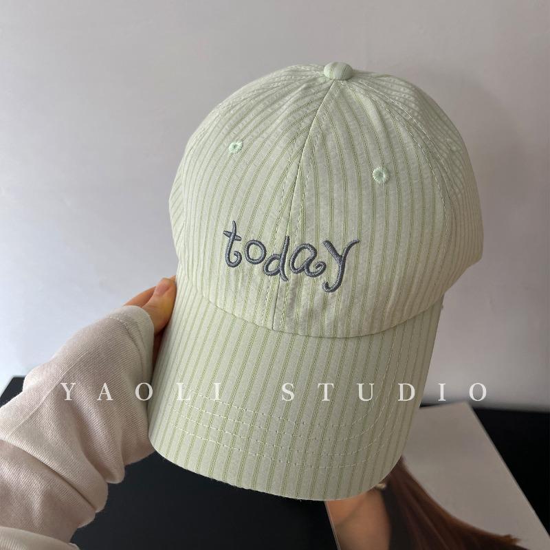 YaI vintage striped today embroidered baseball cap children shading big head circumference showing face small peaked cap men