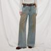 unifree High-Waist Contrast Washed Straight Leg Jeans