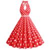 GMXIA Barbie Pink Women's Retro Neckline Polka Dot Print Swing Dress White Leather Belt