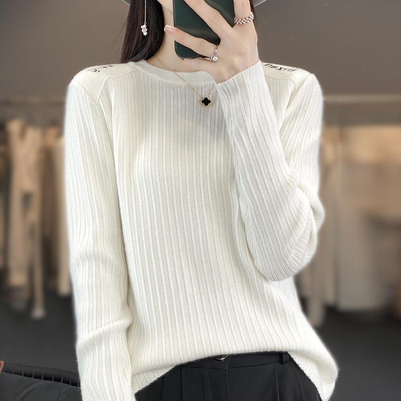 YYFS Women's Fashion Casual Solid Color Print Autumn Winter Long Sleeve O Neck Loose Sweaters