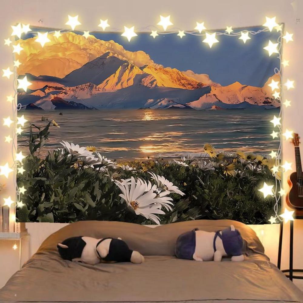 Floral Sea Blanket Rental House Renovation Fabric Living Room Background Wall Hanging