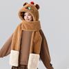 Furry Cartoon Head Cover with Scarf Gloves Set Thicken Furry Hat Oversized Headgear Hat for Winter Commute