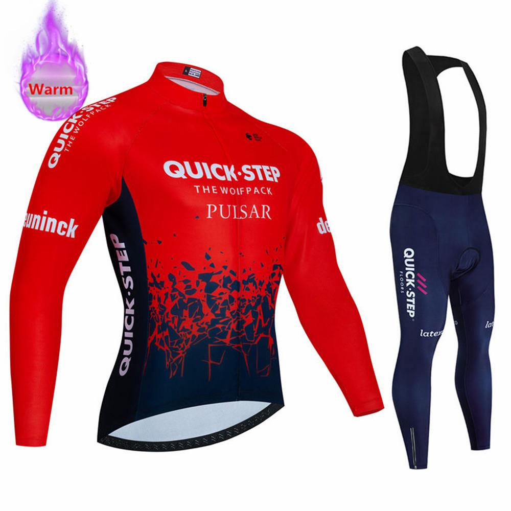 Soudal Quick Step 2026 Zimní cyklistický dres Termo fleecové cyklistické oblečení MTB Bicicleta Set Oblečení na cyklistiku Triathlon Cyklistický oblek