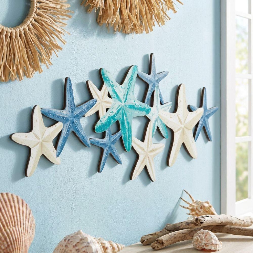 Multi-starfish Starfish Hanging Decor Nautical Aesthetic Coastal Ocean-themed Wall Art Bathroom