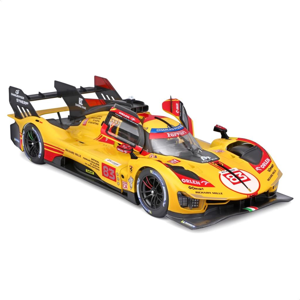 Bburago 2024 Model Scale Diecast Model Ferrari 499P Turbo V6 Team AF Corse Le Mans 24 Hours Endurance Race Car Race Sports Car Miniature Car Finished
