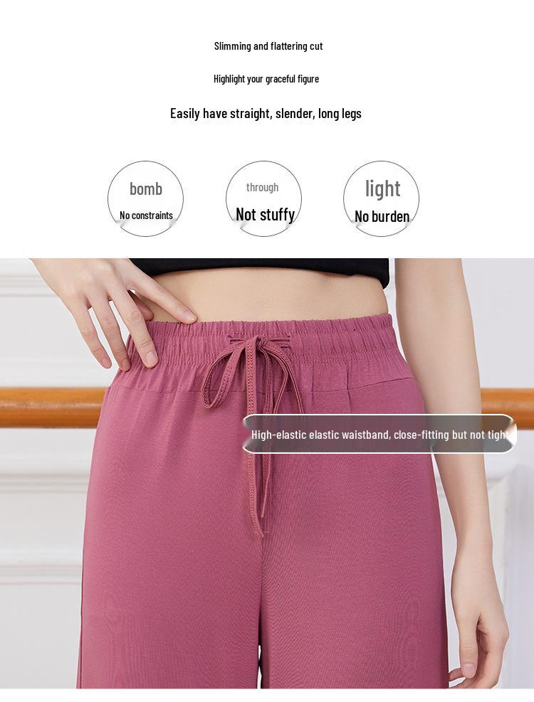 Damen Übergröße Modern Dance Modal Weitbein-Hose für Frühling/Sommer - Locker, Klassischer Chinesischer Stil Übungskleidung