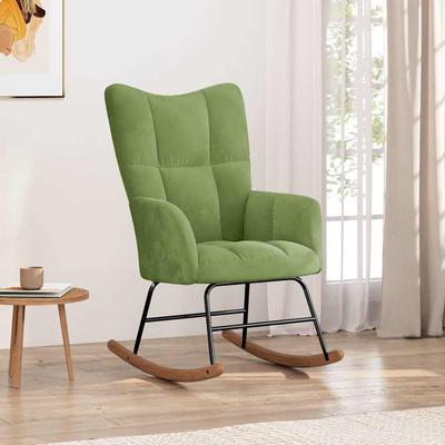 Vidaxl Rocking Armchair, Light Green, Upholstered In Velvet