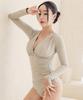 Tyubeuteuli Chic Shirred Long Sleeve Monokini B726 Beige
