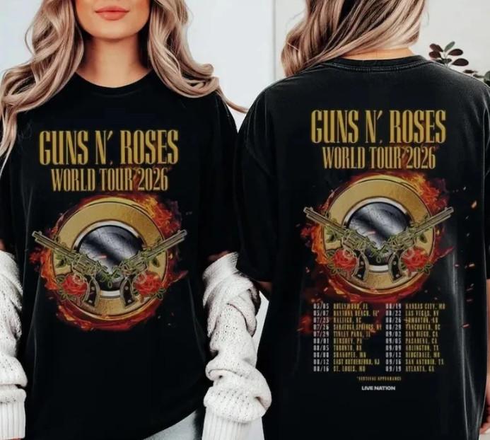 Guns And Roses World Tour 2026 North America Schedule Dates TShirt Unisex T-Shirt XL