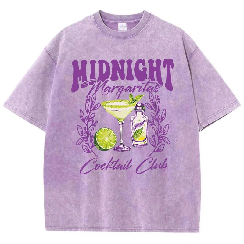 

Винтажные женские футболки с кислотной стиркой Midnight Margaret Cocktail Club Prints Tops Crewneck Cotton Oversize Tee Shirts Clothes S