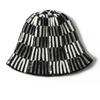 New color matching plaid cashmere knitted fisherman hat women's striped dome warm face small cashmere basin hat