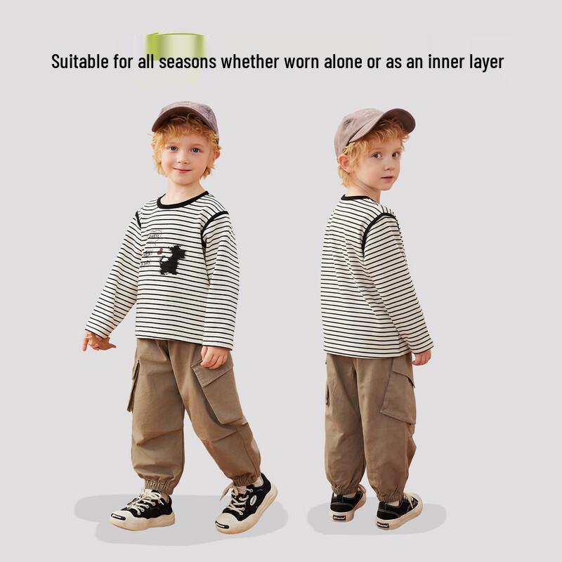 Coolvami Kids Long Sleeve Puppy Stripe T-Shirt