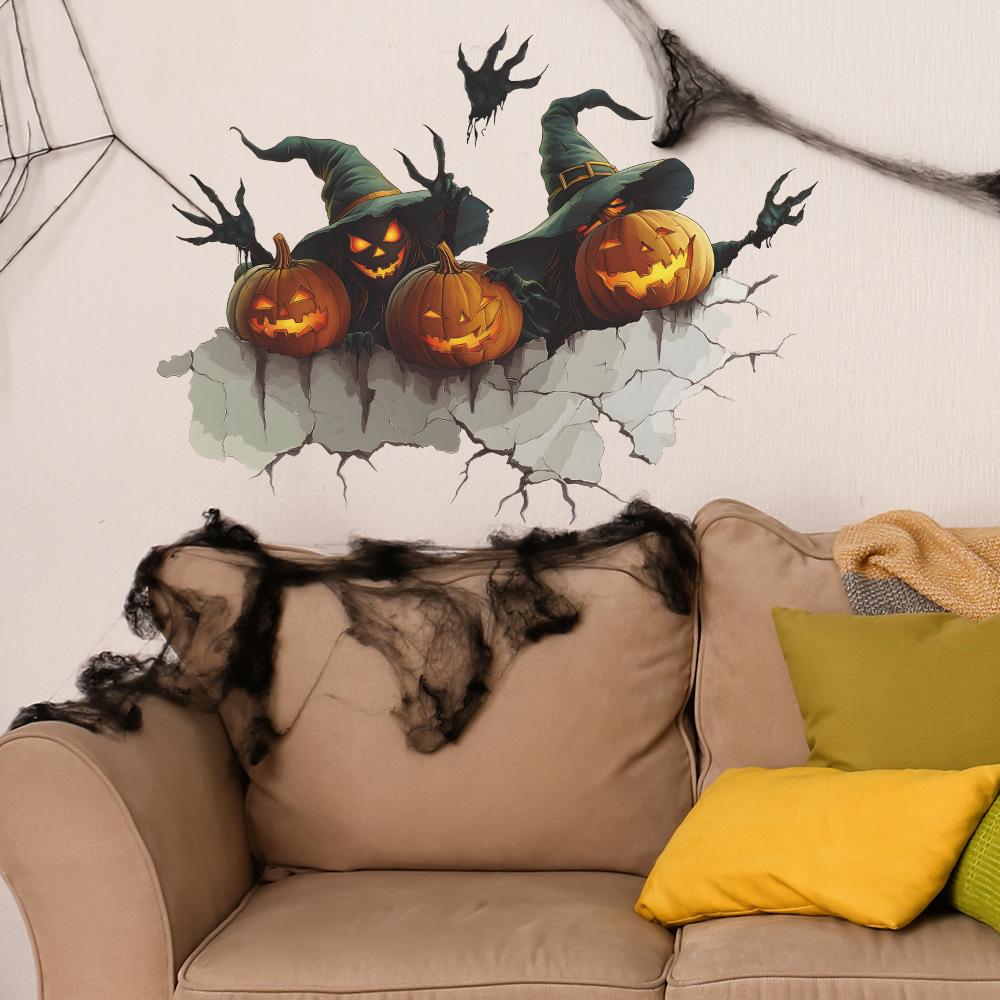 Halloween Wall-breaking Pumpkin Ghost Hand Bedroom Living Room Home Decoration Wall Stickers