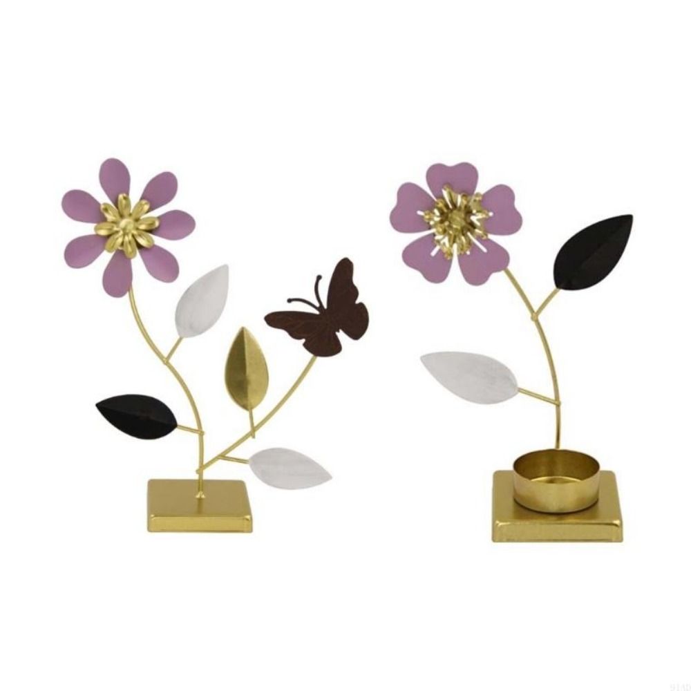 Decorative Floral Candle Holder Romantic Metal Tealight Holder Butterfly Flower Stand  Home Decor