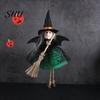 Halloween Witch Ornament Decoration Soft Cloth Gauze Skirt Mini Broom Stuffed Doll Hanging Festival Figurine Pendant Gift Idea