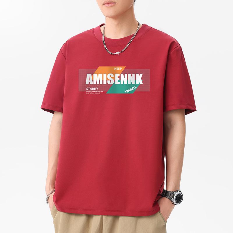 Amisennk Pattern 12 Colors Men's Short Sleeve T-Shirt 100% Cotton Streetwear Tee