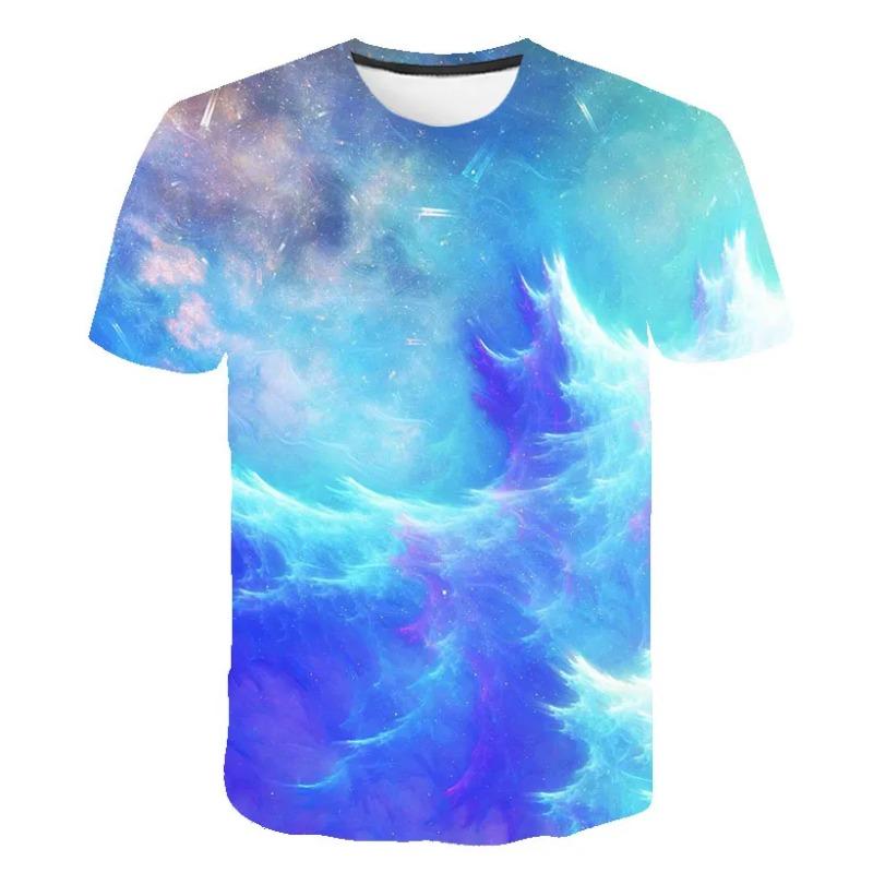 Summer Cosmic Galaxy Men's Space 3d Printing T-shirt Short-sleeved Printed Harajuku Casual Tops O-neck