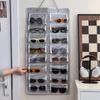 1pc Wall Hanging Eyeglasses Storage Organizer Felt Backing Easy to Wipe Foldable Eyewear Storage Bag with 16 Transparent Pouch