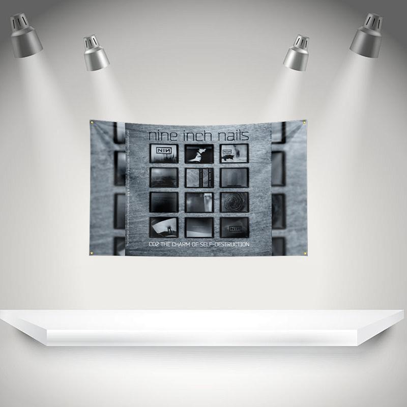 N-NIN Nine Inch Nail Flag Rock Music Band Banner with Grommet HD Printing Tapestry Exhibition Music Band Fans Garage Decor
