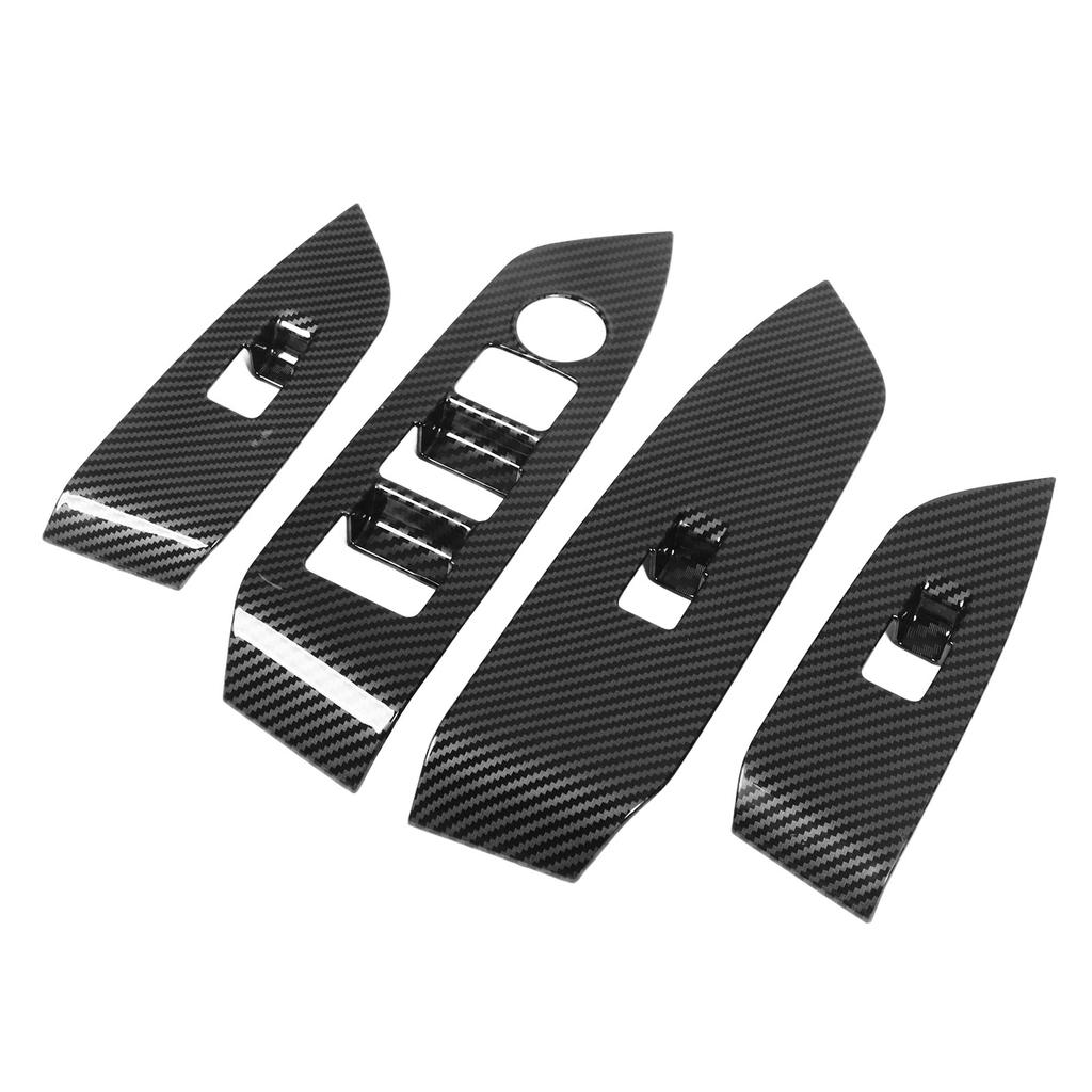 4 Pcs Door Window Control Panel Cover Carbon Fiber Style Glass Lift Button Decoration Sticker Replacement for Mazda