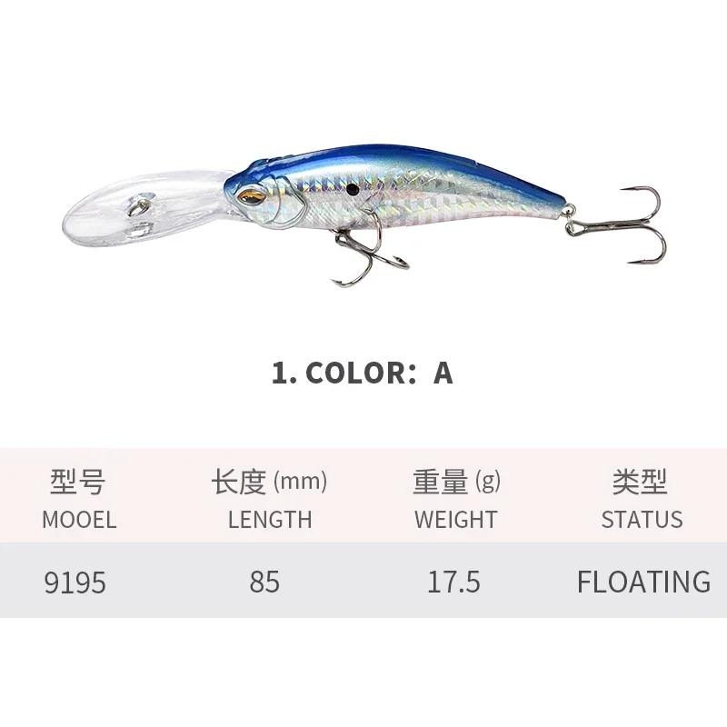 

Long Artificial Hard Baits 85mm/17.5g Casting Floating Mino Freshwater Fishing Warbler Perch3D Eyes for Fishing Carp Pesca Decoy