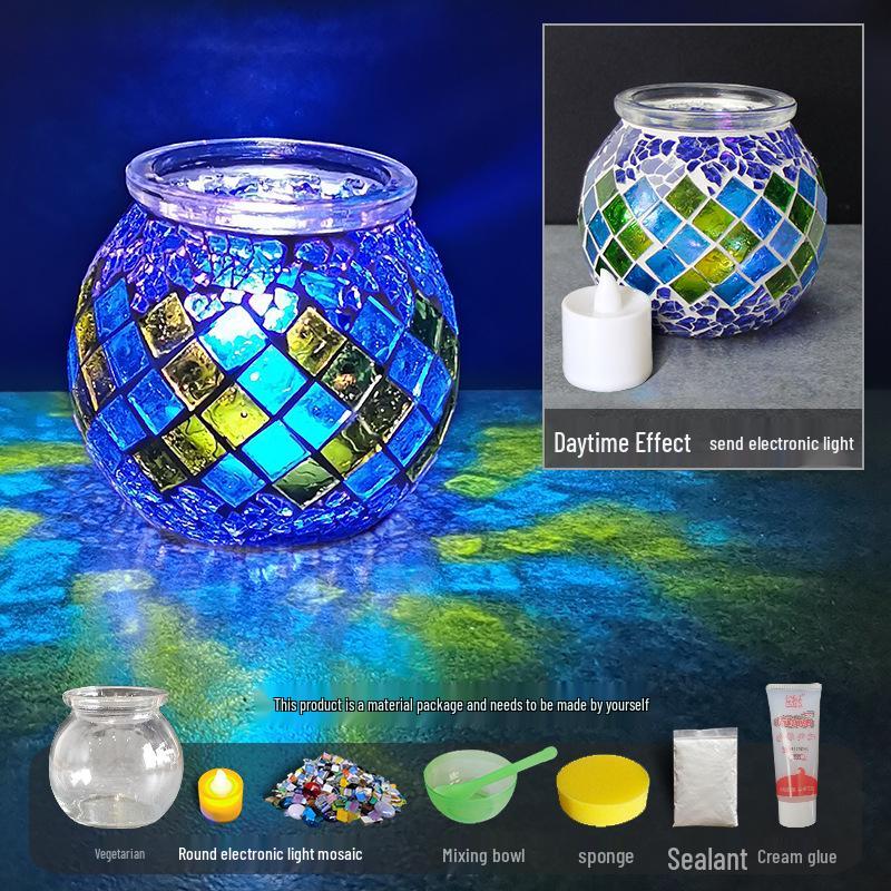 

Сделанный вручную DIY стеклянный мозаичный подсвечник-ваза - Креативная развивающая игрушка для родителей и детей, Идеально подходит для подарков на день рождения