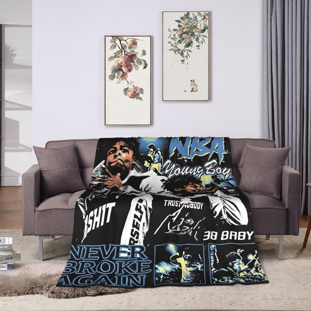 YoungBoy Never Broke Again Blanket  Super Soft Plush Throw Blanket For Bedroom Airplane Travel Flannel Bedspread Bed Cover