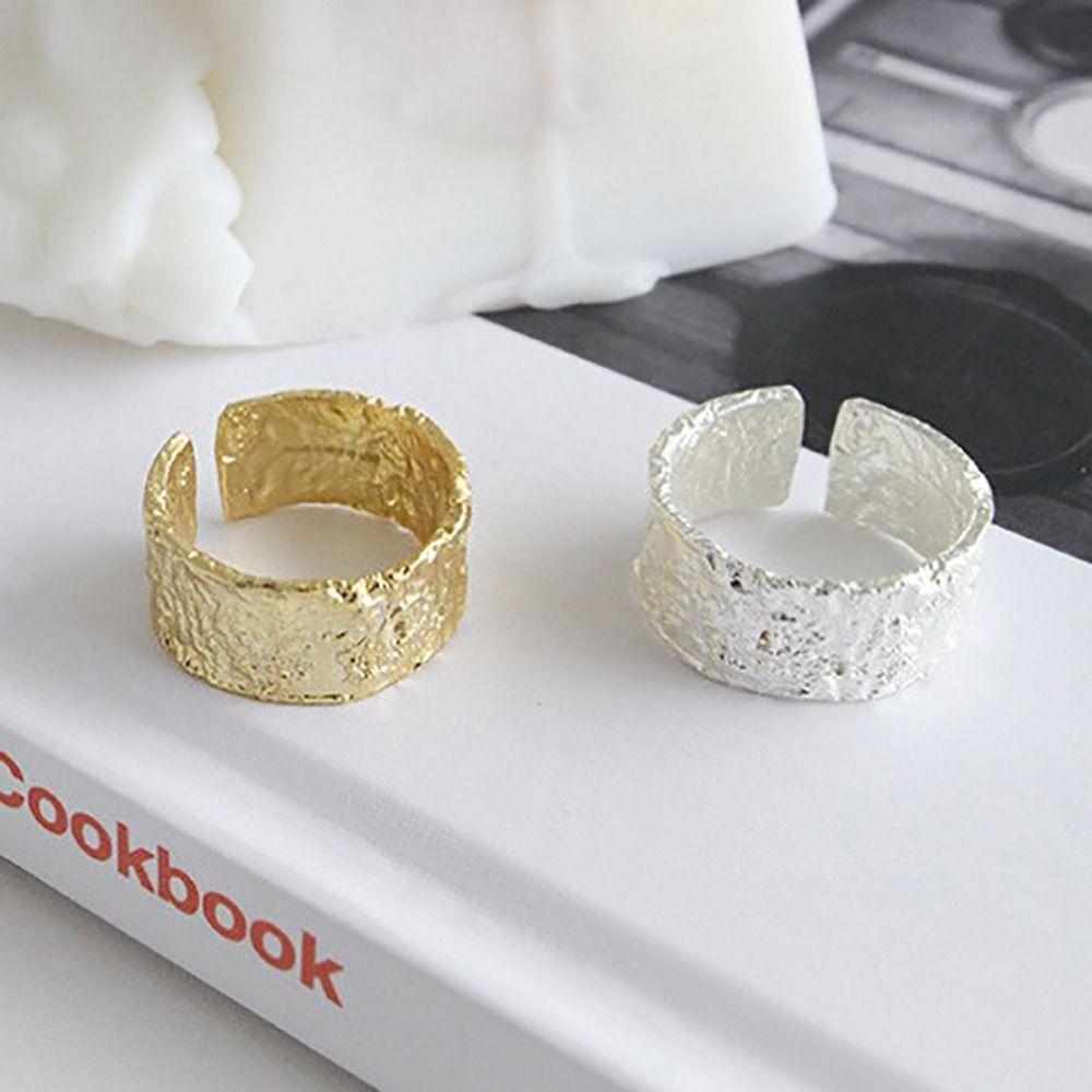 Silver-Plated Geometric Open Ring Adjustable Size Minimalist Silver-Plated Ring Fashion Jewelry Wide Ring Fashion Accessories