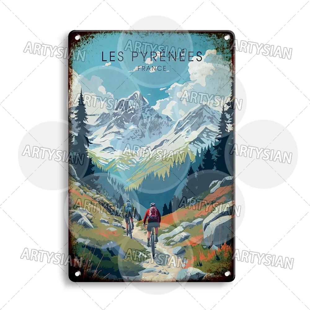Tour de France Cycling Metal Sign Alpe d’Huez Mont Ventoux Le Jura Auvergne Mont Blanc Champs-Élysées Col du Tourmalet NICE
