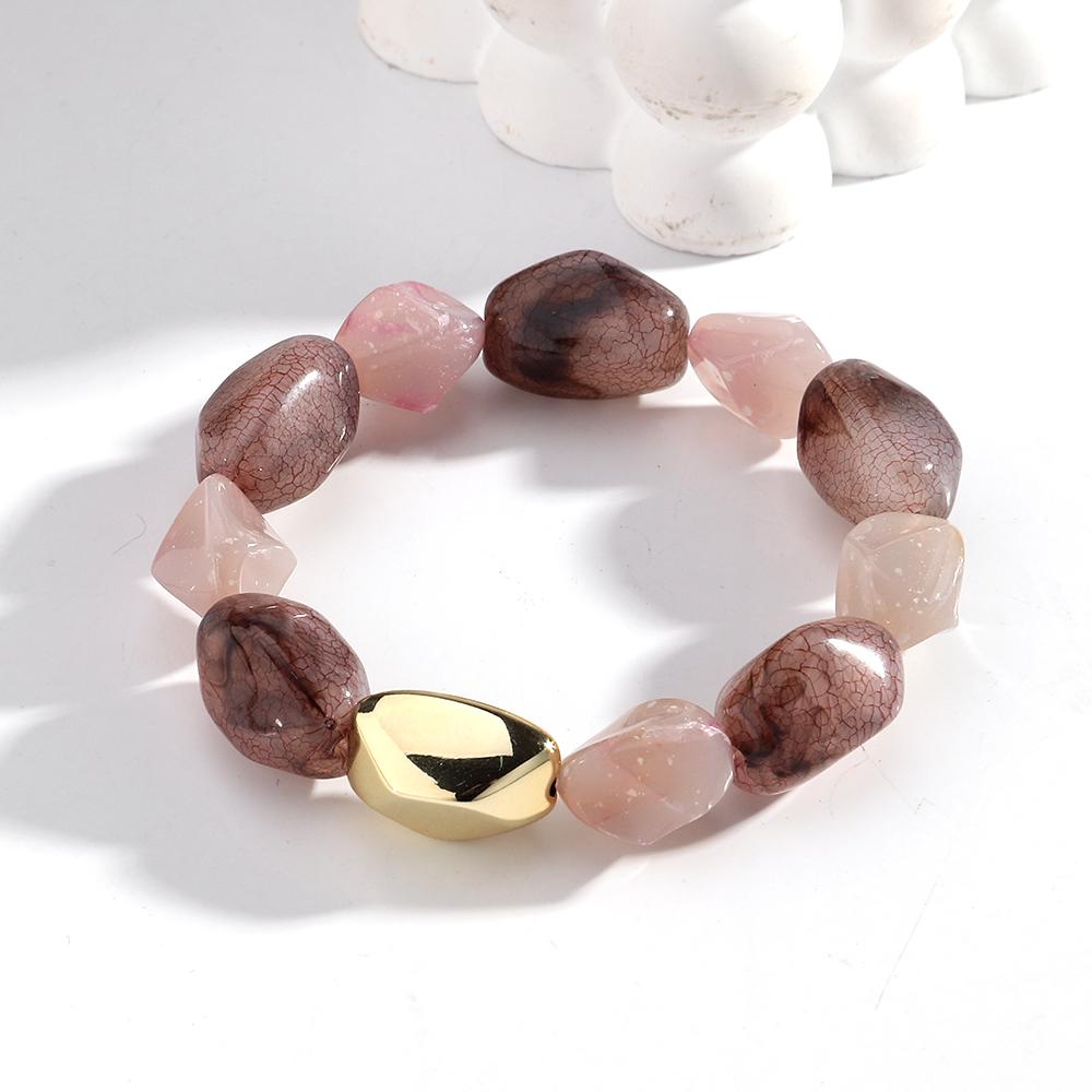 New Acrylic Irregular Geometric Beads Elastic Bracelets for Women Boho Resin Multicolor Beaded Bangle Handmade Jewelry Gifts