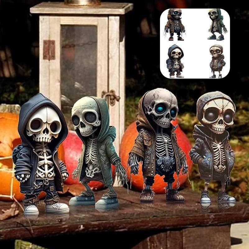 Unique Resin Craft Halloween Skull Sculpture Stylish Skeleton Design For Home Dcor Perfect Present For Various Occasions