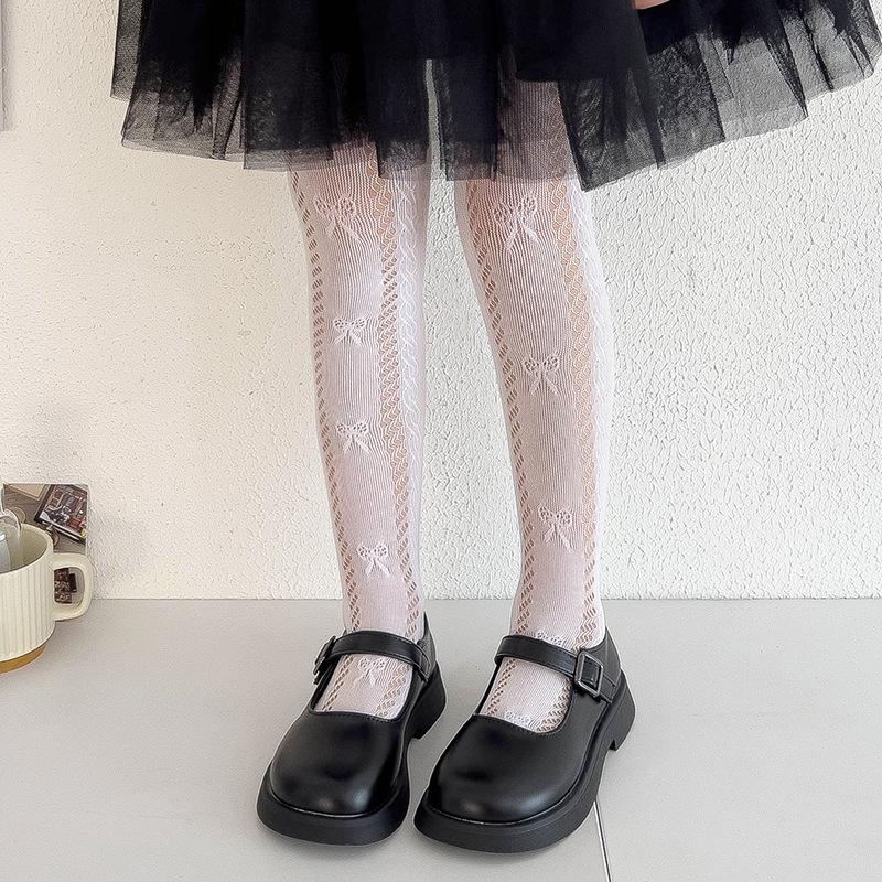 Letnie Słodkie Rajstopy Dziecięce Dla Dziewczynek Jednokolorowe Koronkowe Z Kokardką Rajstopy Dla Dzieci Urocze Puste Cienkie Oddychające Legginsy Skarpetki