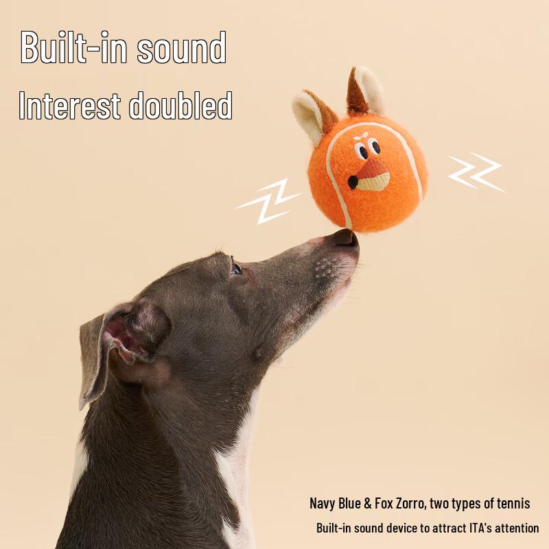 ZEZE Durable Squeaky Rubber Tennis Dog Chew Toy