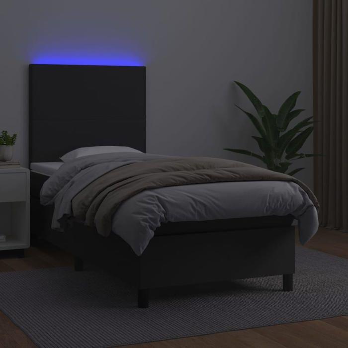 Maison Exclusive - Sommier à lattes de lit avec matelas et LED Noir 90x190 cm