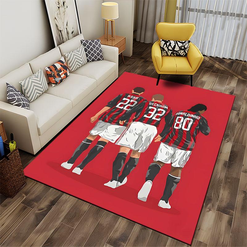Soccer Legends Red & Black Carpet Suitable As a Non-slip Mat for the Living Room or Bedroom Sofa