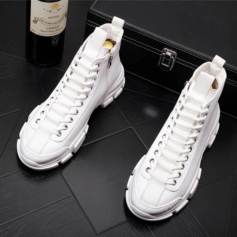 FashionTop Quality Fashion Men's Casual Shoes Leather Platform Boots Men Sneakers Male Man Trending Leisure High Tops Shoes for Men