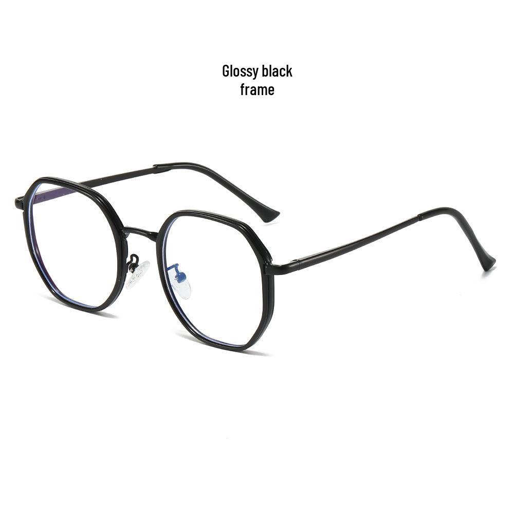 Color-Changing Blue Light Blocking Retro Polygonal Glasses with Large Slimming Metal Frame and Flat Lenses. 0° Blue Light Blocking