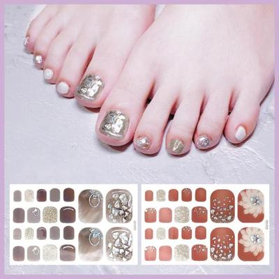 1 conjunto de unhas adesivos anti-risco respirável atraente moda feminina manicure toenail envolve adesivos para menina