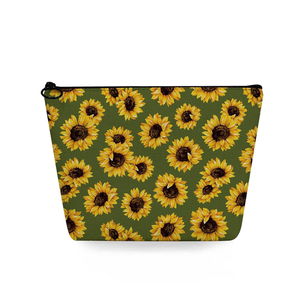 Women Sunflower Print Cosmetic Bag Toiletries Organize Travel Storage Case 6788