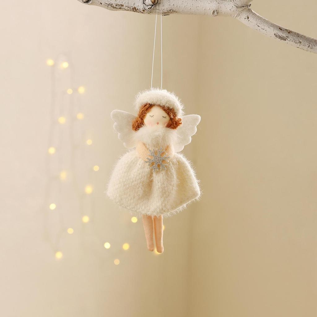 Handmade Knitted Angel Tree Ornament - Christmas Girl Doll Decoration