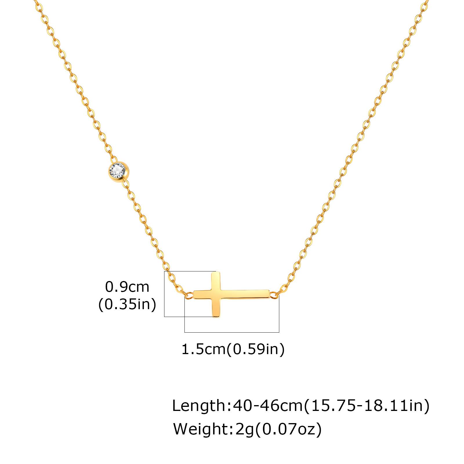 

Vnox Ожерелья-чокеры из нержавеющей стали с боковым крестом, Изящный регулируемый золотистый воротник-цепочка-кабель с подвеской из камня AAA CZ