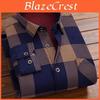 Formal Shirt Men Fall Spring Business Style Thick Plush Color Matching Plaid Print Vintage Soft Single Breasted Buttons Cardigan Plus Size Mid Aged
