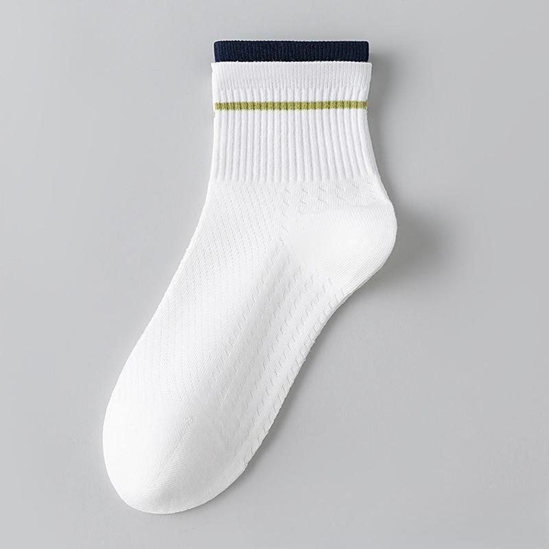 Men's Pure Cotton Summer Lightweight Antibacterial and Deodorizing Moisture-absorbing Breathable Mesh Sports Socks, Short Tube Style