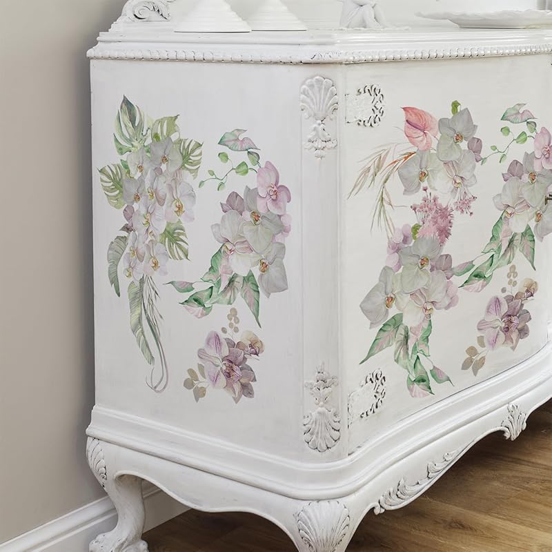 

Винтажный стильный дизайн наклейки-переводки для мебели, матовая отделка, цветочные УФ-DTF наклейки, уникальные узоры для DIY тумбочки, шкафа, комода, Magritte Theme