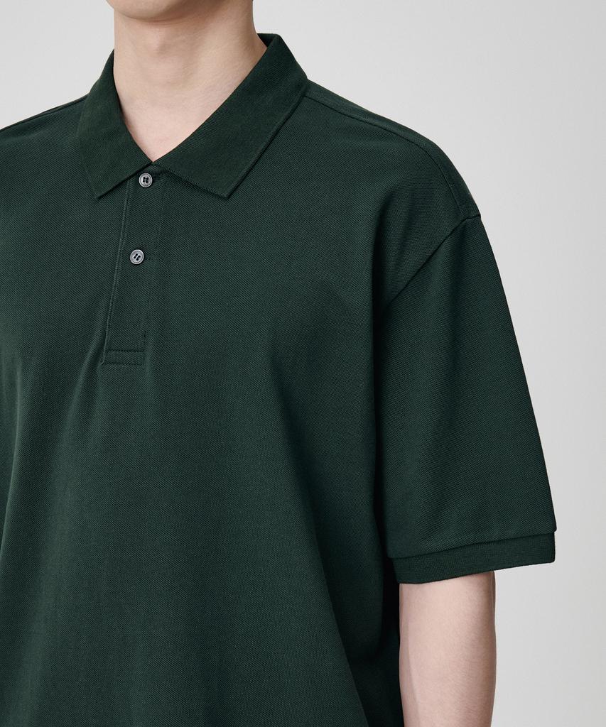 MUSINSA STANDARD Relaxed Fit Pique Polo Shirt [Deep Green]