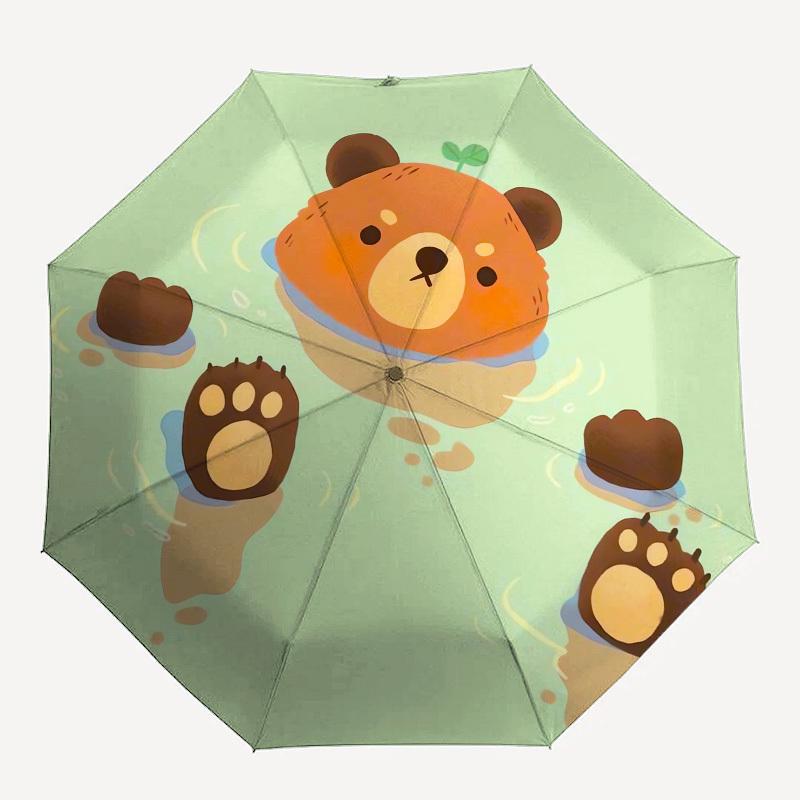 1pc Bear in Hot Tub with Paws Umbrella with Plastic Handle,Suitable for All Seasons UmbrellaPT490